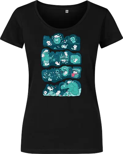 Dungeon Kittens - RPGArt, FantasyIllustration, DungeonCrawl, CuteFantasy, rpg, Pen and Paper, Katzen, fantasy katzen, Pen and paper, RPG, gaming, fantasy, D20, 20 sided dice - Damen T-Shirt
