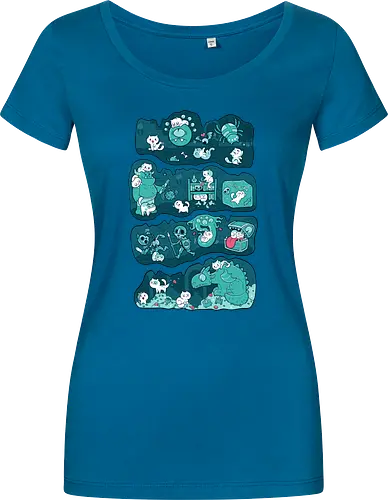 Dungeon Kittens - RPGArt, FantasyIllustration, DungeonCrawl, CuteFantasy, rpg, Pen and Paper, Katzen, fantasy katzen, Pen and paper, RPG, gaming, fantasy, D20, 20 sided dice - Damen T-Shirt