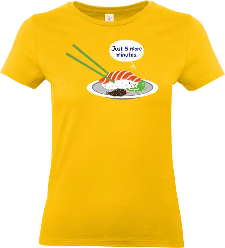 Just 5 more minutes sushi - food, japan, wasabi, sushi, nigiri, cute, kawaii, niedlich, humor, schlafen, snoozen, müde, schlaf - Standard T-Shirt (Frauen)