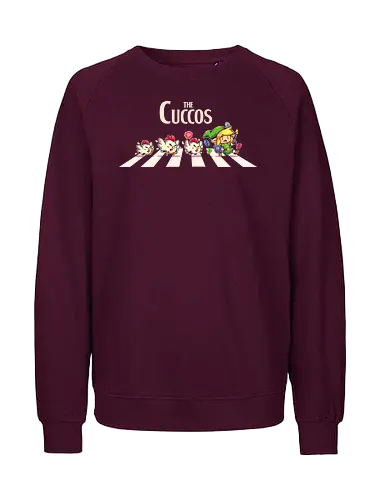 The Cuccos - rpg, games, gaming, abbey road, master sword, Hero of Time, chicken, cute, retro - Fairtrade Sweatshirt