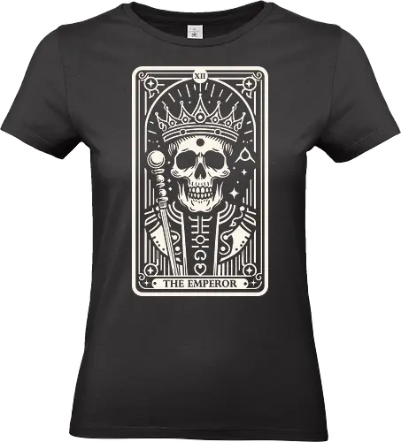 The Emperor Tarot Skull - tarot card, tarot, skull, bone, pop culture, horror, horror, halloween, nerd, magic, vintage, retro, mystical, black magic, magic - Standard T-Shirt (Frauen)