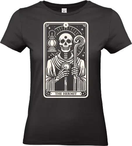 The Hermit Tarot Skull - tarot card, tarot, skull, bone, pop culture, horror, horror, halloween, nerd, magic, vintage, retro, mystical, black magic, magic - Standard T-Shirt (Frauen)
