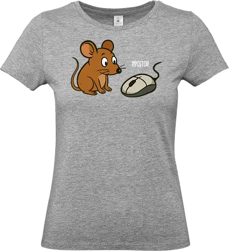  cartoon mouse - cartoon, mouse, computer mouse, humor, impostor, dark brown, whimsical, interaction, playful, digital art - Standard T-Shirt (Frauen)