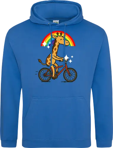  cheerful giraffe rides a bicycle