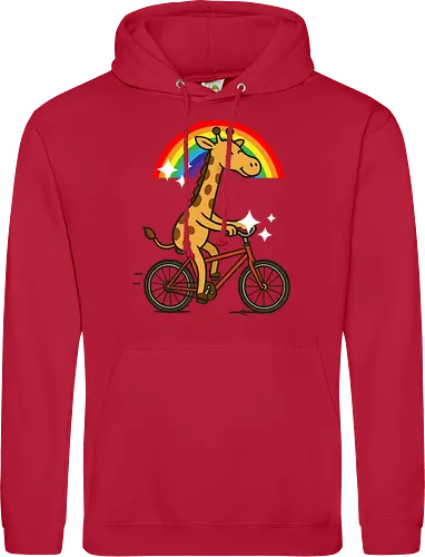  cheerful giraffe rides a bicycle