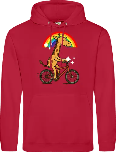  cheerful giraffe rides a bicycle