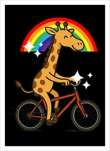  cheerful giraffe rides a bicycle