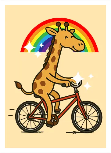  cheerful giraffe rides a bicycle