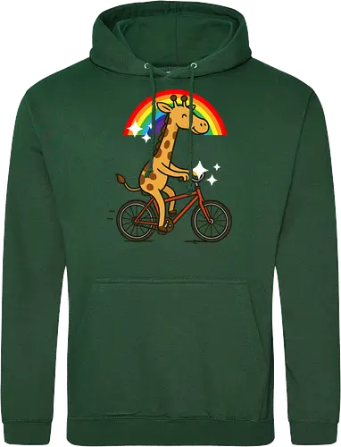  cheerful giraffe rides a bicycle