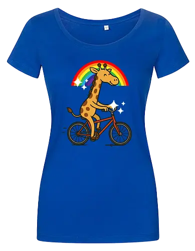  cheerful giraffe rides a bicycle