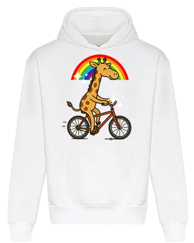  cheerful giraffe rides a bicycle