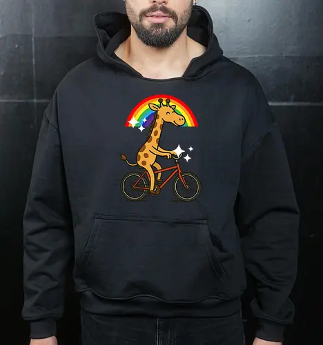  cheerful giraffe rides a bicycle