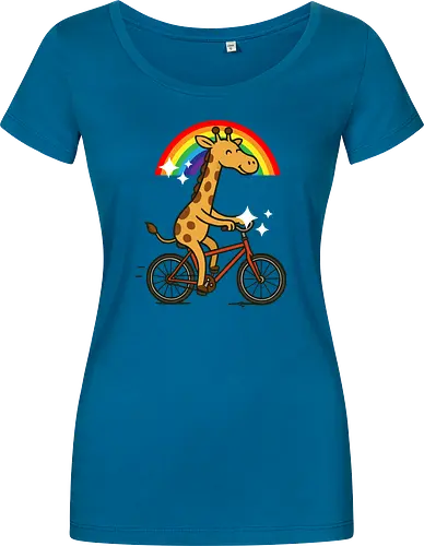  cheerful giraffe rides a bicycle