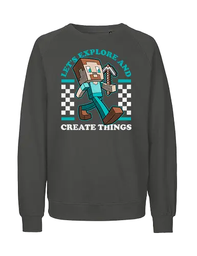 Game Mascot Block Guy - Video Games, Video Game, Game, Games, Gamer, Mascot, Retro, Vintage, Retro Vintage, Retro Gamer, Retro Cartoon, Fantasy, Adventure, Creative, Create, Explore, Vintage, Retro - Fairtrade Sweatshirt