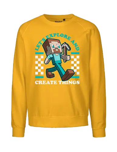 Game Mascot Block Guy - Video Games, Video Game, Game, Games, Gamer, Mascot, Retro, Vintage, Retro Vintage, Retro Gamer, Retro Cartoon, Fantasy, Adventure, Creative, Create, Explore, Vintage, Retro - Fairtrade Sweatshirt