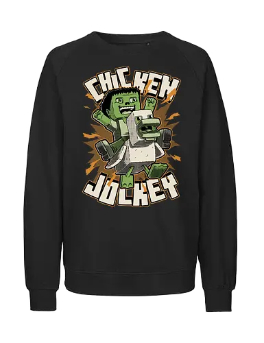 Chicken Kid Cube Game - Green - Games, Game, Video Games, Video Game, Movies, Movie, Fantasy, Memes, Meme, Internet, Adventure, Create, Chicken Run, Chicken, Fight, Fun, Funny, Cute, Kid, Zombie, Death, Quote, Jockey - Fairtrade Sweatshirt