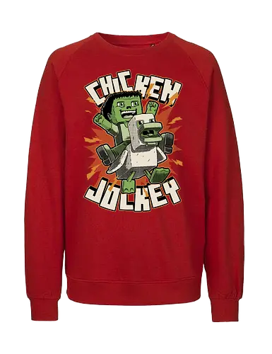 Chicken Kid Cube Game - Green - Games, Game, Video Games, Video Game, Movies, Movie, Fantasy, Memes, Meme, Internet, Adventure, Create, Chicken Run, Chicken, Fight, Fun, Funny, Cute, Kid, Zombie, Death, Quote, Jockey - Fairtrade Sweatshirt