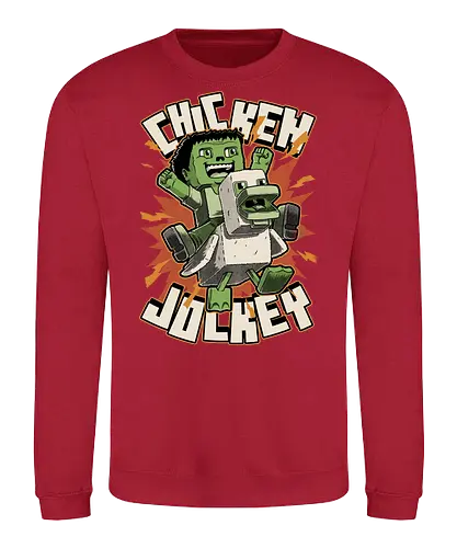 Chicken Kid Cube Game - Green - Games, Game, Video Games, Video Game, Movies, Movie, Fantasy, Memes, Meme, Internet, Adventure, Create, Chicken Run, Chicken, Fight, Fun, Funny, Cute, Kid, Zombie, Death, Quote, Jockey - Sweatshirt