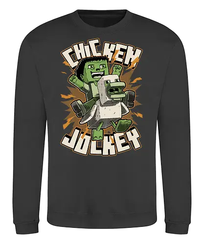 Chicken Kid Cube Game - Green - Games, Game, Video Games, Video Game, Movies, Movie, Fantasy, Memes, Meme, Internet, Adventure, Create, Chicken Run, Chicken, Fight, Fun, Funny, Cute, Kid, Zombie, Death, Quote, Jockey - Sweatshirt