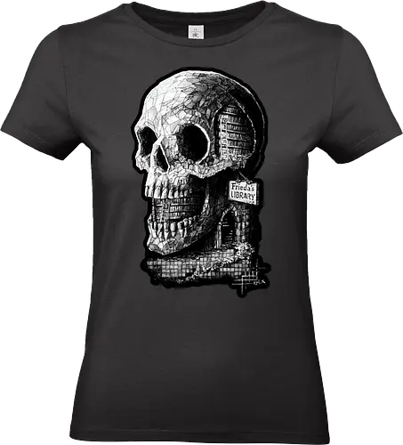 Frieda's Library - Bücher, Lesen, Schädel, Totenkopf, Kplx, Frieda, Zeichnungen - Standard T-Shirt (Frauen)