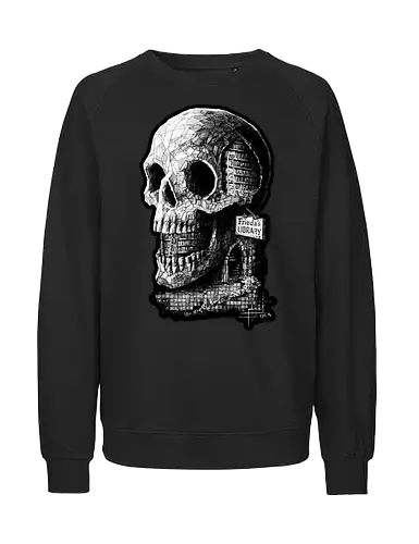 Frieda's Library - Bücher, Lesen, Schädel, Totenkopf, Kplx, Frieda, Zeichnungen - Fairtrade Sweatshirt