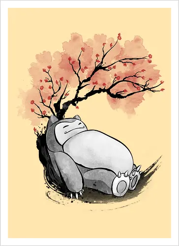 sakura sleeping sumi e