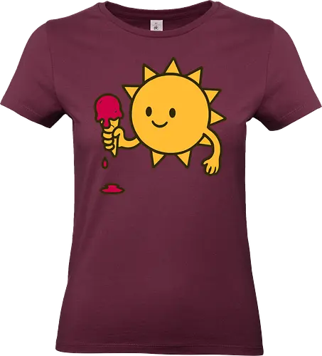 Sun and ice cream - sun, ice cream, melting, cheerful, cartoon, smile, dripping, cone, playful - Standard T-Shirt (Frauen)