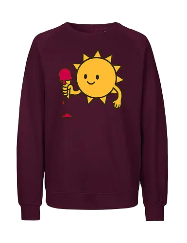 Sun and ice cream - sun, ice cream, melting, cheerful, cartoon, smile, dripping, cone, playful - Fairtrade Sweatshirt