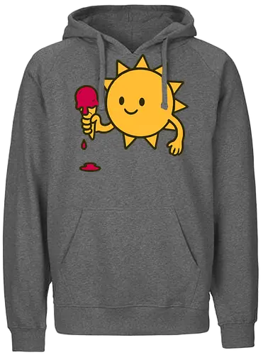 Sun and ice cream - sun, ice cream, melting, cheerful, cartoon, smile, dripping, cone, playful - Fairtrade Hoodie