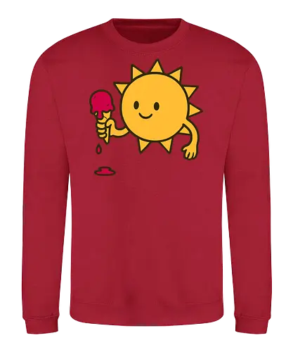 Sun and ice cream - sun, ice cream, melting, cheerful, cartoon, smile, dripping, cone, playful - Sweatshirt