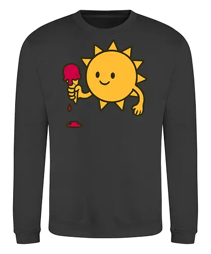 Sun and ice cream - sun, ice cream, melting, cheerful, cartoon, smile, dripping, cone, playful - Sweatshirt