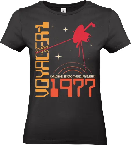 Voyager 1 - Universe explorer - space, 1977, astronaut, explorer, galaxy, interstellar, mankind, moon, probe, science, science lover, scientist, stars, universe, voyager - Standard T-Shirt (Frauen)