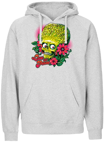 Love and Peace - alien, mars, martian, peace, love, funny - Fairtrade Hoodie