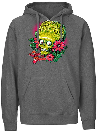 Love and Peace - alien, mars, martian, peace, love, funny - Fairtrade Hoodie