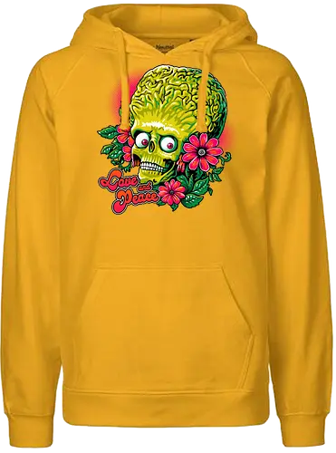 Love and Peace - alien, mars, martian, peace, love, funny - Fairtrade Hoodie
