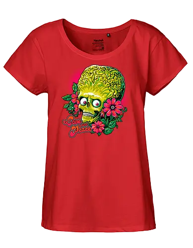Love and Peace - alien, mars, martian, peace, love, funny - Fairtrade Girl Shirt