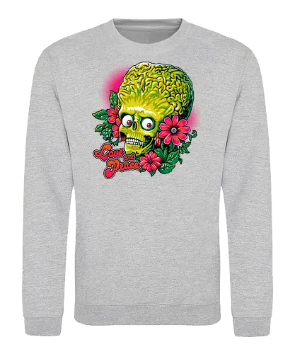 Love and Peace - alien, mars, martian, peace, love, funny - Sweatshirt