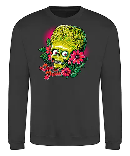 Love and Peace - alien, mars, martian, peace, love, funny - Sweatshirt