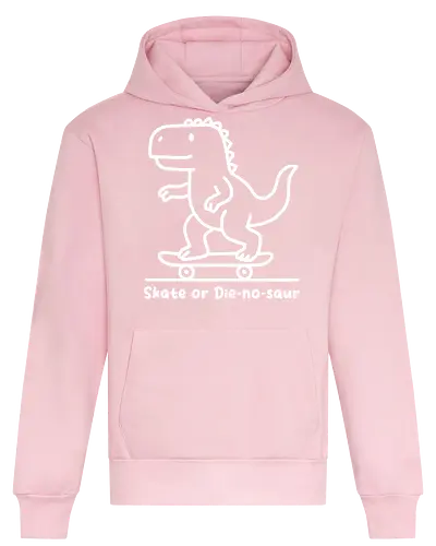 Skate or Die-nosaur - dinosaur, skateboard, cartoon, playful, fun, typography, skater, slogan, minimalist - Heavyweight Hoodie