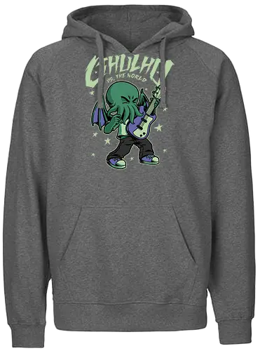 Cthulhu Guitar Comic - cthulhu, monster, god, lovecraft, hp lovecraft, lovecraftian, spooky, creepy, cute, horror, guitar, comics, horror - Fairtrade Hoodie