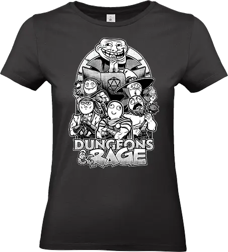 Dungeons and Rage Meme - rpg, Pen and Paper, d20, Pen and paper, dungeon master, role-playing game, tabletop, game master, meme, internet, rage, comic, rage comics, troll face, me gusta, derp, warrior, mage, wizard, barbarian - Standard T-Shirt (Frauen)