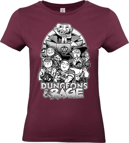 Dungeons and Rage Meme - rpg, Pen and Paper, d20, Pen and paper, dungeon master, role-playing game, tabletop, game master, meme, internet, rage, comic, rage comics, troll face, me gusta, derp, warrior, mage, wizard, barbarian - Standard T-Shirt (Frauen)
