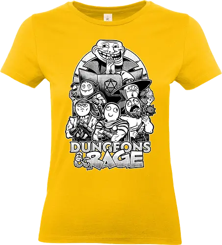 Dungeons and Rage Meme - rpg, Pen and Paper, d20, Pen and paper, dungeon master, role-playing game, tabletop, game master, meme, internet, rage, comic, rage comics, troll face, me gusta, derp, warrior, mage, wizard, barbarian - Standard T-Shirt (Frauen)