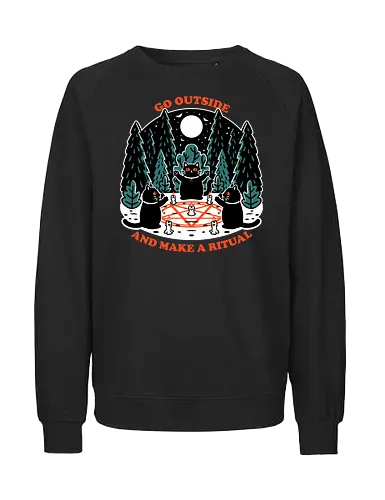Forest Cat Cult - Forest, black cat, Cat, Cult, Dark Magic, magical, magic, Ritual, Funny, pentagram, pet, witchcraft, occultism, occult - Fairtrade Sweatshirt