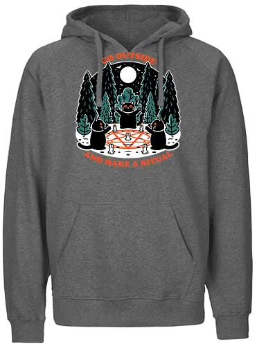 Forest Cat Cult - Forest, black cat, Cat, Cult, Dark Magic, magical, magic, Ritual, Funny, pentagram, pet, witchcraft, occultism, occult - Fairtrade Hoodie