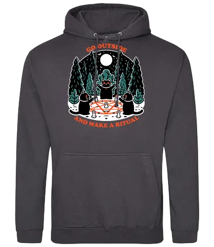 Forest Cat Cult - Forest, black cat, Cat, Cult, Dark Magic, magical, magic, Ritual, Funny, pentagram, pet, witchcraft, occultism, occult - Standard Hoodie