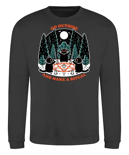Forest Cat Cult - Forest, black cat, Cat, Cult, Dark Magic, magical, magic, Ritual, Funny, pentagram, pet, witchcraft, occultism, occult - Sweatshirt