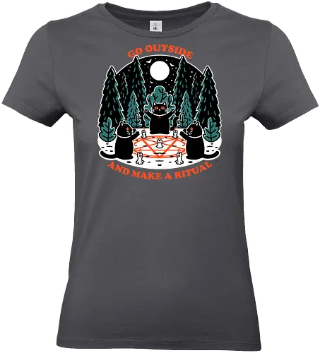 Forest Cat Cult - Forest, black cat, Cat, Cult, Dark Magic, magical, magic, Ritual, Funny, pentagram, pet, witchcraft, occultism, occult - Standard T-Shirt (Frauen)