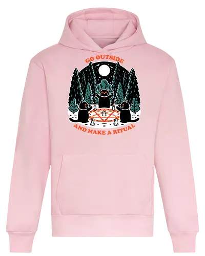 Forest Cat Cult - Forest, black cat, Cat, Cult, Dark Magic, magical, magic, Ritual, Funny, pentagram, pet, witchcraft, occultism, occult - Heavyweight Hoodie