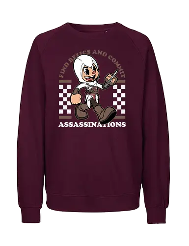 Game Mascot Assassin - Video Games, Video Game, Game, Games, Gamer, Mascot, Retro, Vintage, Retro Vintage, Retro Gamer, Retro Cartoon, Assassin, Adventure, Historical, History, Classic, Scifi, Sci-fi, Guild, Time Travel, Relic, Game Mascot, Killer, Fantasy - Fairtrade Sweatshirt